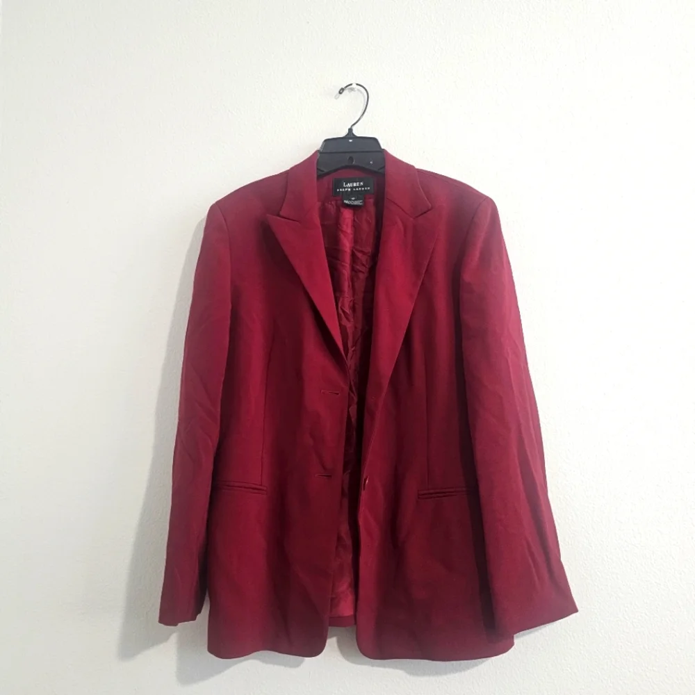 Lauren Ralph Lauren Women's Burgundy Classic Blazer 12 - Picture 1 of 4
